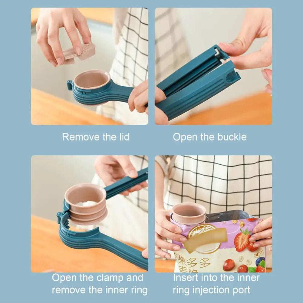 Clip sellador y dispensador para bolsas